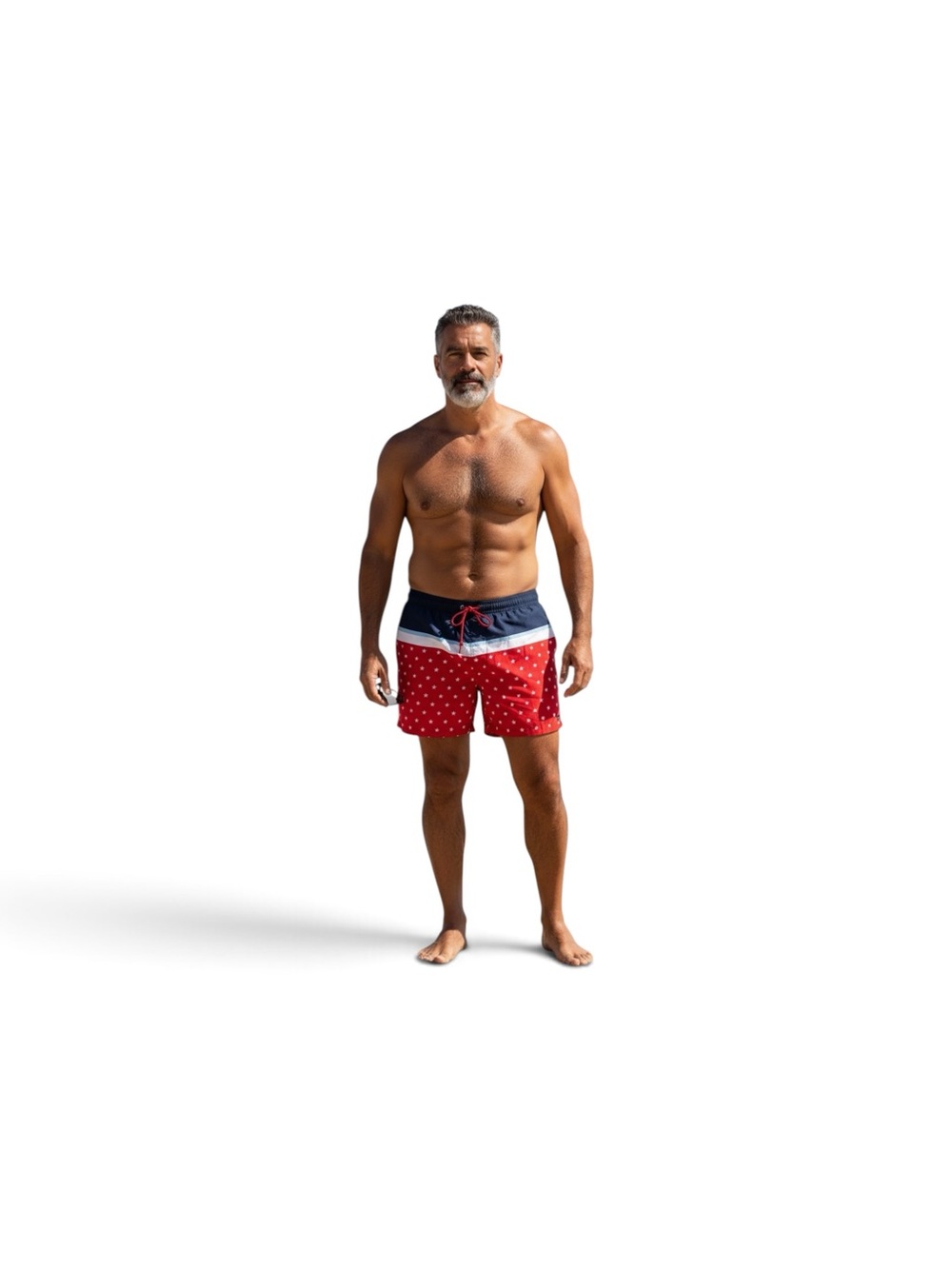 George above the knee Men's Red Polka Dot Swim Short Navy New size 3XL 48-50